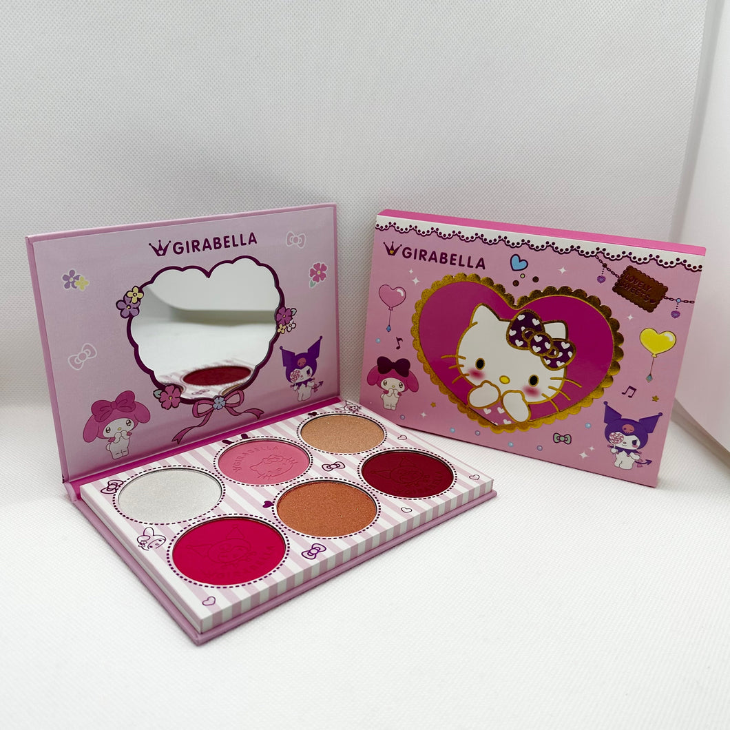 Pink Cute Cat and Friends Blush and Highlighter Palette