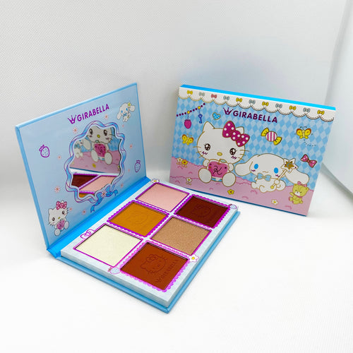 Blue Cute Cat Blush, Highlighter, and Contour Palette