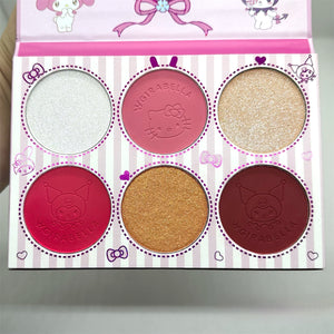 Pink Cute Cat and Friends Blush and Highlighter Palette