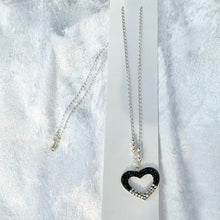 Load image into Gallery viewer, Half Black Silver Heart Necklace - Silver 925