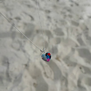 Half Flower Heart Necklace - .925 Silver