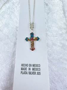 Rainbow Cross Necklace - Silver 925