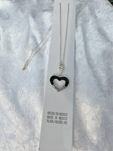 Load image into Gallery viewer, Half Black Silver Heart Necklace - Silver 925