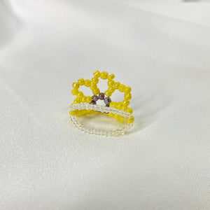 Big Sunflower Beaded Stretch Ring