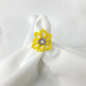 Big Sunflower Beaded Stretch Ring