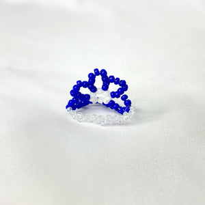 Big Blue Flower Beaded Stretch Ring