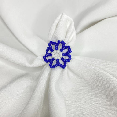 Big Blue Flower Beaded Stretch Ring