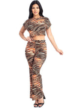 Load image into Gallery viewer, Zebra Print Crop Top And Palazzo Pants Set