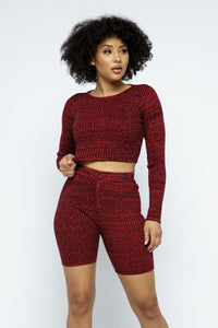 Staying In Knit Top & Biker Shorts Set