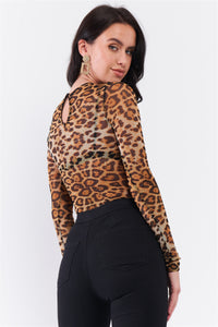 Brown Leopard Mesh Bodysuit