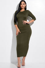 Load image into Gallery viewer, Solid 3/4 Sleeve Midi Dress With Back Cut Out