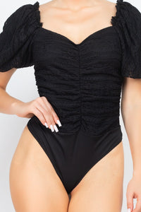Celine Front-ruched Lace Bodysuit