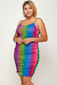 Rainbow Ombre Print Dress - Plus Size