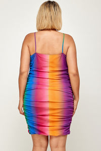 Rainbow Ombre Print Dress - Plus Size