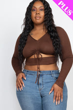 Load image into Gallery viewer, Macy Drawstring Ruched Cutout Crop Top - Plus Size