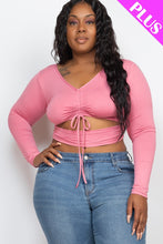 Load image into Gallery viewer, Macy Drawstring Ruched Cutout Crop Top - Plus Size