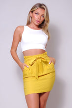 Load image into Gallery viewer, High Waisted Pleated &amp; Belted Mini Skirt
