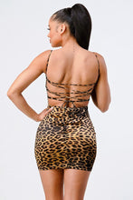 Load image into Gallery viewer, Leopard Print Knit Satin Mini Dress