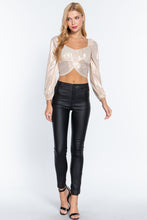Load image into Gallery viewer, Long Sleeve Ruched Metallic Knit Top