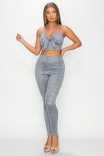 Load image into Gallery viewer, Embossed Snake Print Top And Leggings Set