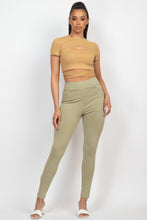 Load image into Gallery viewer, Self-tie Ribbon Front Cutout Crop Top