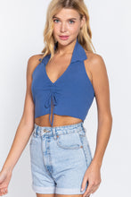 Load image into Gallery viewer, Halter Ruched Crop Sweater Knit Top