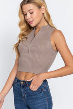 Load image into Gallery viewer, Sleeveless Rib Sweater Top W/zipper