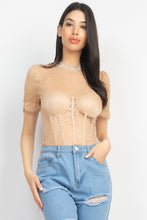 Load image into Gallery viewer, Stasia Floral Lace Corset Keyhole Bodysuit