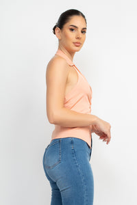 Suzy Collared Halter Open Back Top