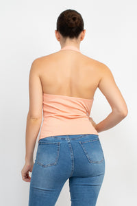 Suzy Collared Halter Open Back Top