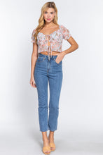Load image into Gallery viewer, Camilla Floral Short Sleeve Front Tie Top