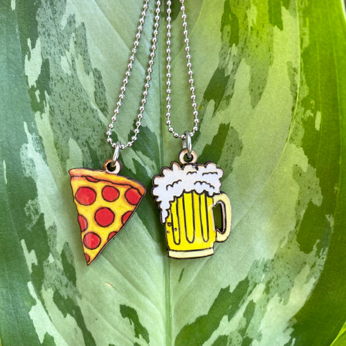 Pizza and Beer Necklace Set