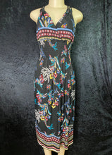 Load image into Gallery viewer, black multicolored midi dress