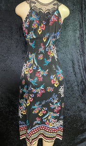 Lorena Midi Dress ( Black w/ Multicolor )