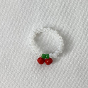 Simple Cherry Beaded Ring