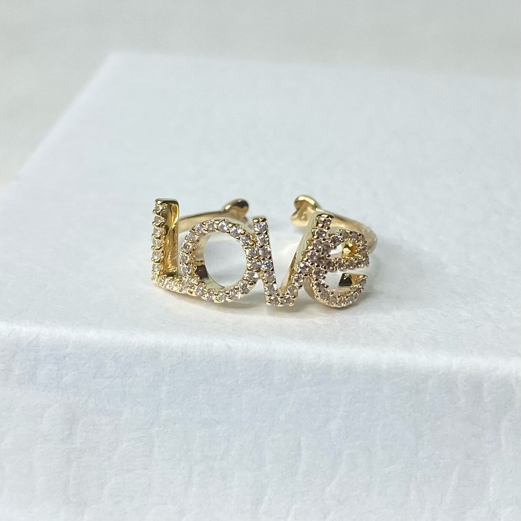 Love rhinestone ring