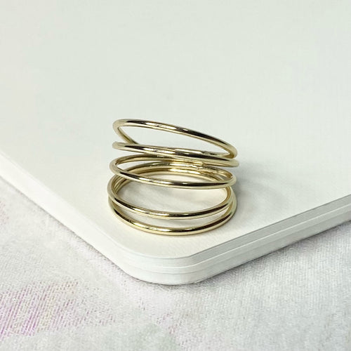 5 row gold plated ring