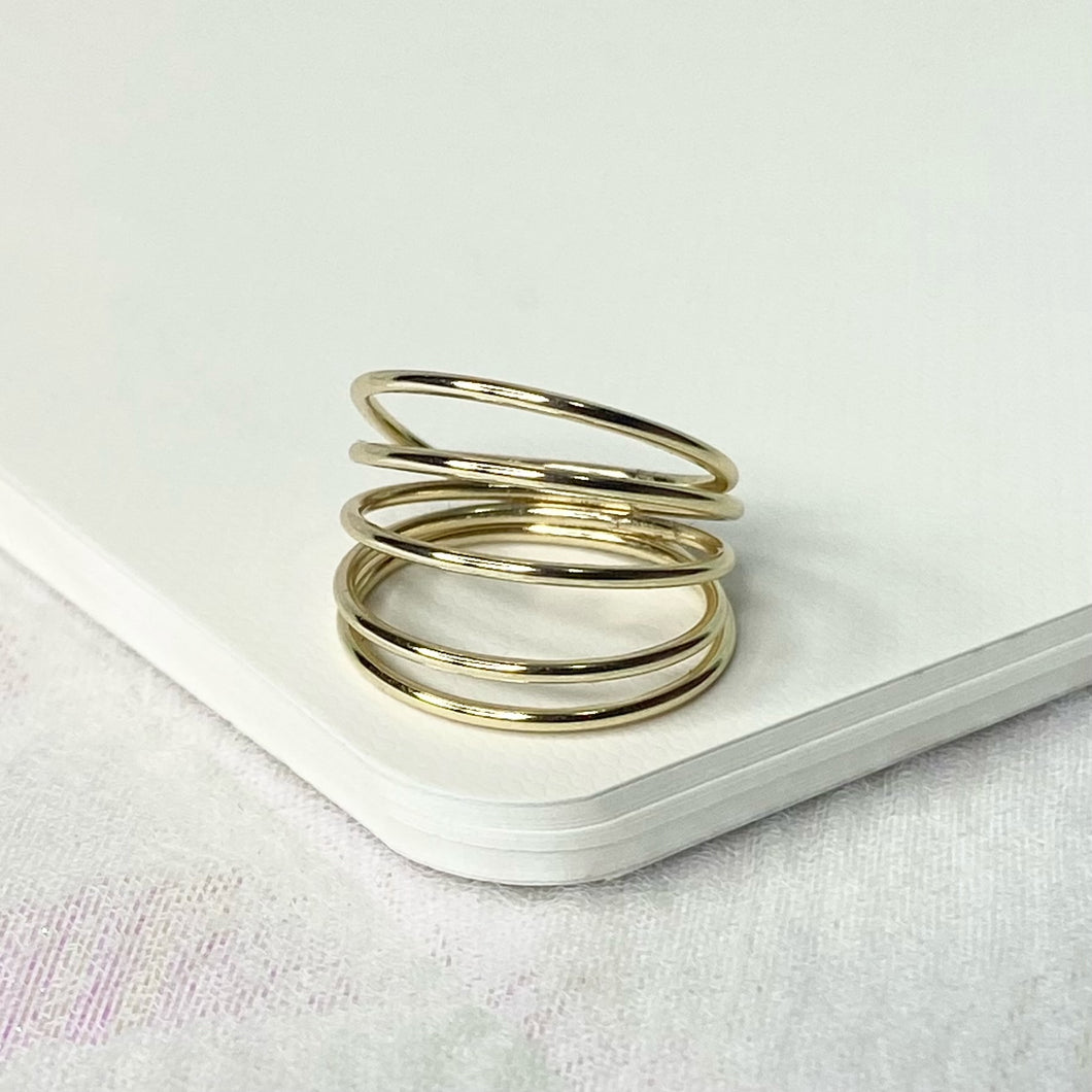 5 row gold plated ring