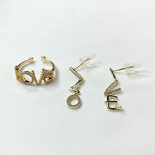 Load image into Gallery viewer, Love ring and love earrings