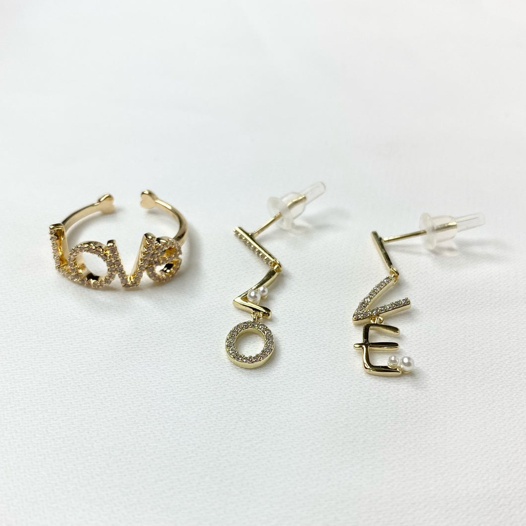 Love ring and love earrings