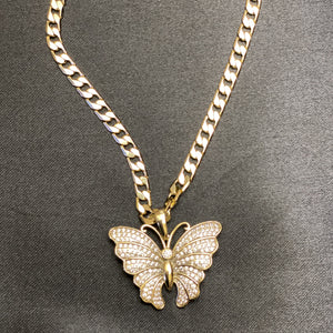 Rhinestone butterfly necklace