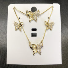 Load image into Gallery viewer, 3 Piece rhinestone butterfly jewelry set