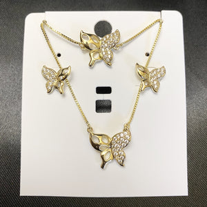 3 Piece rhinestone butterfly jewelry set