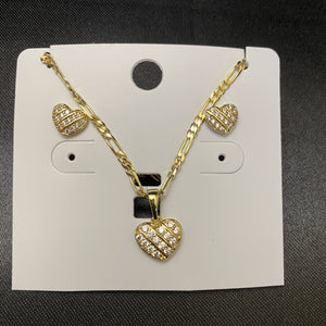 Strong Love Rhinestone Heart Jewelry Set