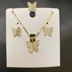 Rhinestone butterfly jewelry set