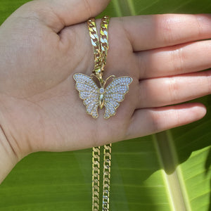 Mother Butterfly Rhinestone Necklace