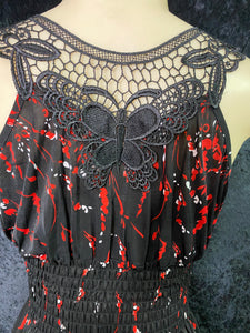 Lorena Midi Dress ( Red w/ Black )