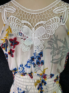 Lorena Midi Dress ( White w/ Multicolor )