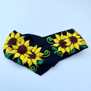 Embroidered Sunflower Top Knot Headband #2