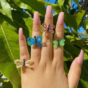 Butterfly Stretch Bead Rings